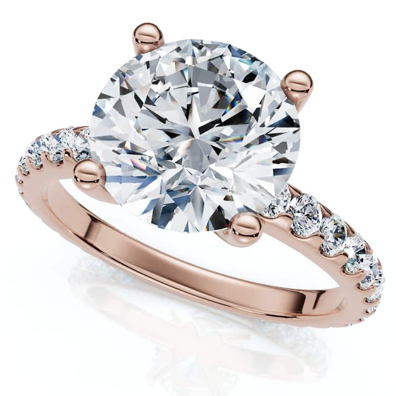 Bliss Diamond Certified 3.40Ct Round Cut Diamond Engagement Ring Gold Lab Grown - 11.5 - Rose