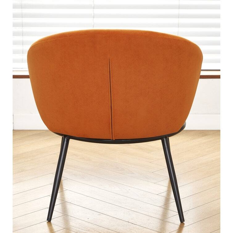 Velvet Accent Chair Solid and Engineered Wood Built on Slender with Black Metal Legs