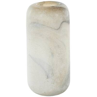 Glass Distressed Decorative Vase with Blue and Tan Texturing - Cream - Roche River Decor