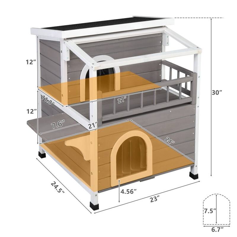 Wooden Outdoor Cat house with Weatherproof Roof