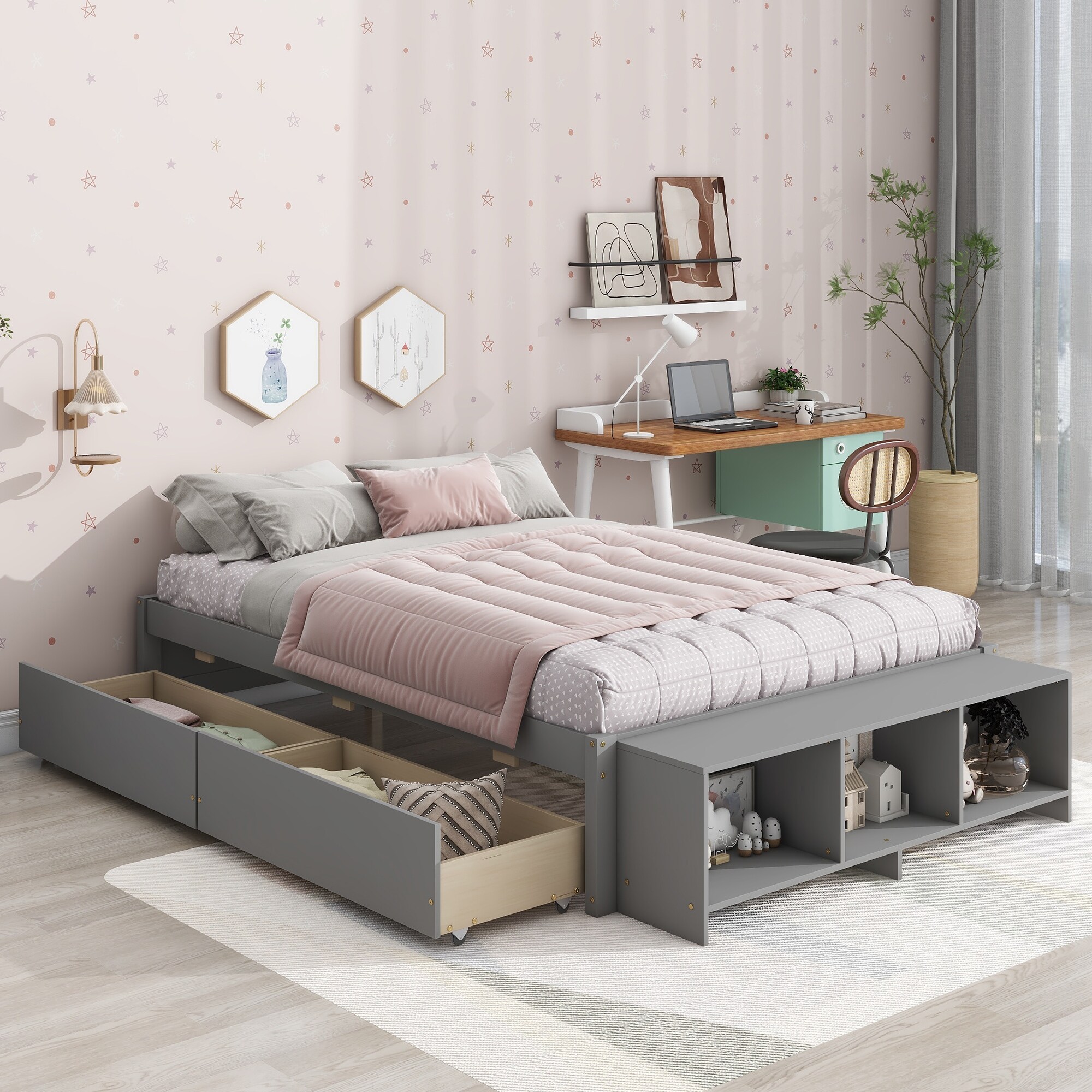 Girls full size bed with storage deals