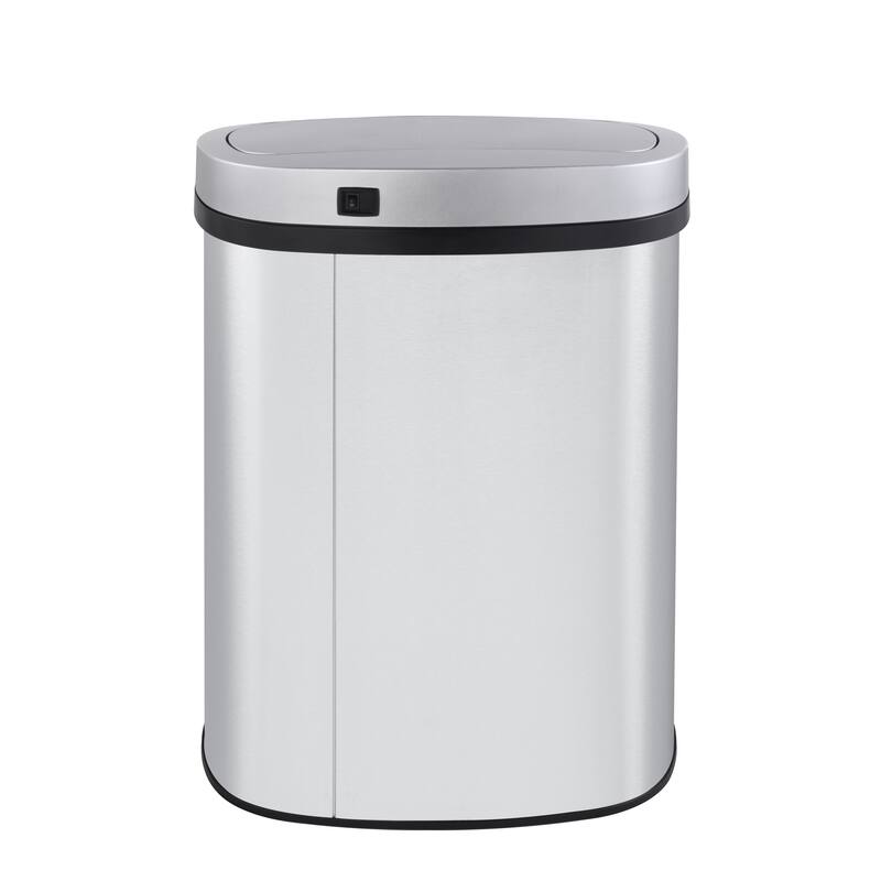 Innovaze 13 Gal./50 Liter Stainless Steel Oval Motion Sensor Trash Can for Kitchen