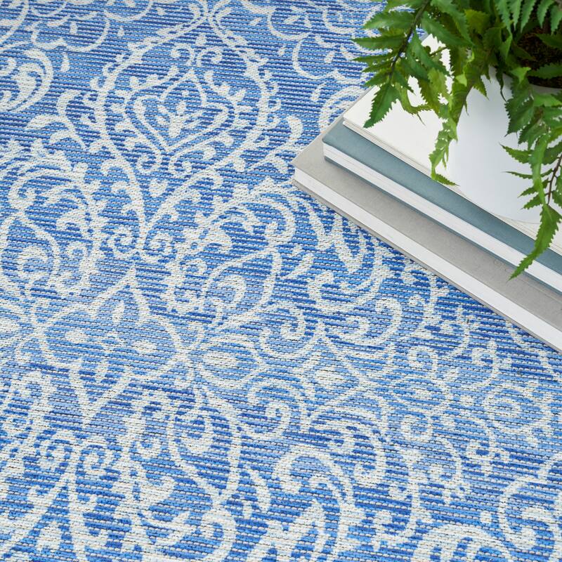 Waverly Machine Washable Botanical Damask Area Rug