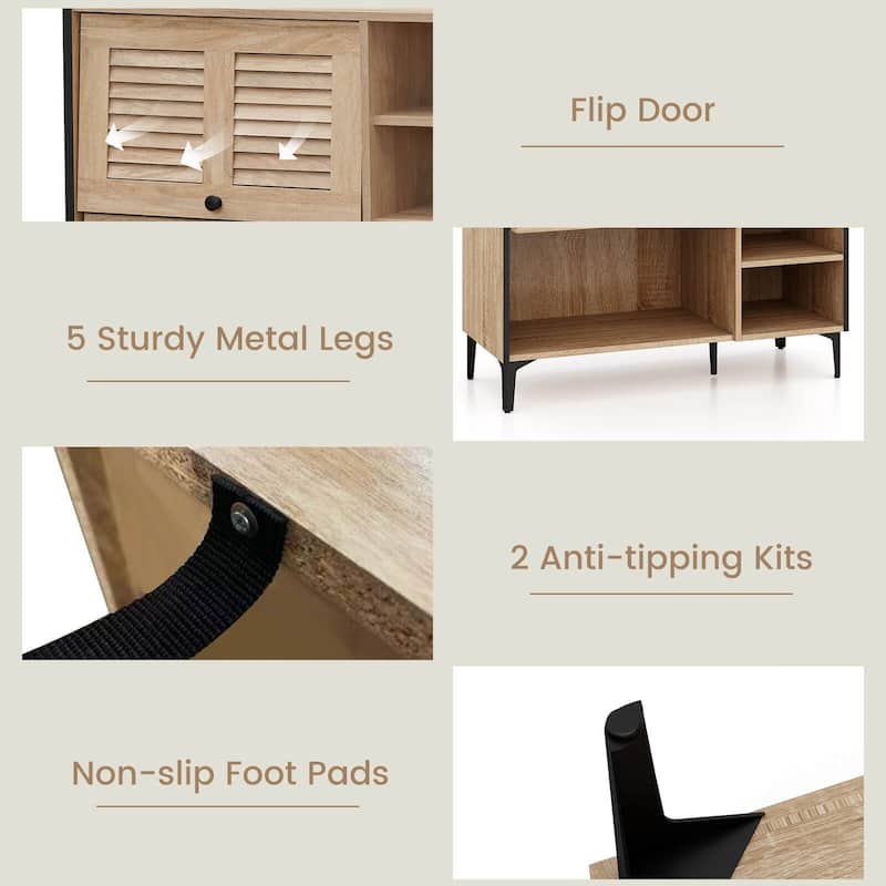 Costway Shoe Storage Cabinet with Flip Doors Adjustable and Removable - See Details