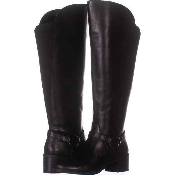 black round toe knee high boots