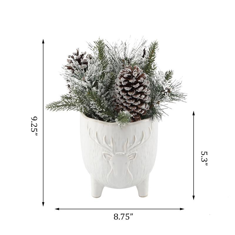 Xmas Mix in 4.5" Staghead Ceramic Footed Pot