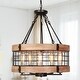 preview thumbnail 5 of 8, Anmytek Modern Farmhouse 5-Light Wood Cage Chandelier Drum Pendant Lights for Dining Room - 19.6" D x 22.3" H