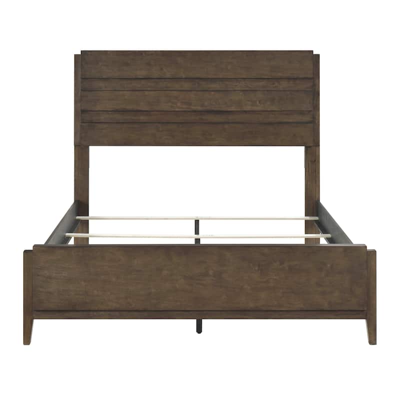 Classic Dark Walnut King Bed - Solid Rubberwood Frame with Headboard & Footboard