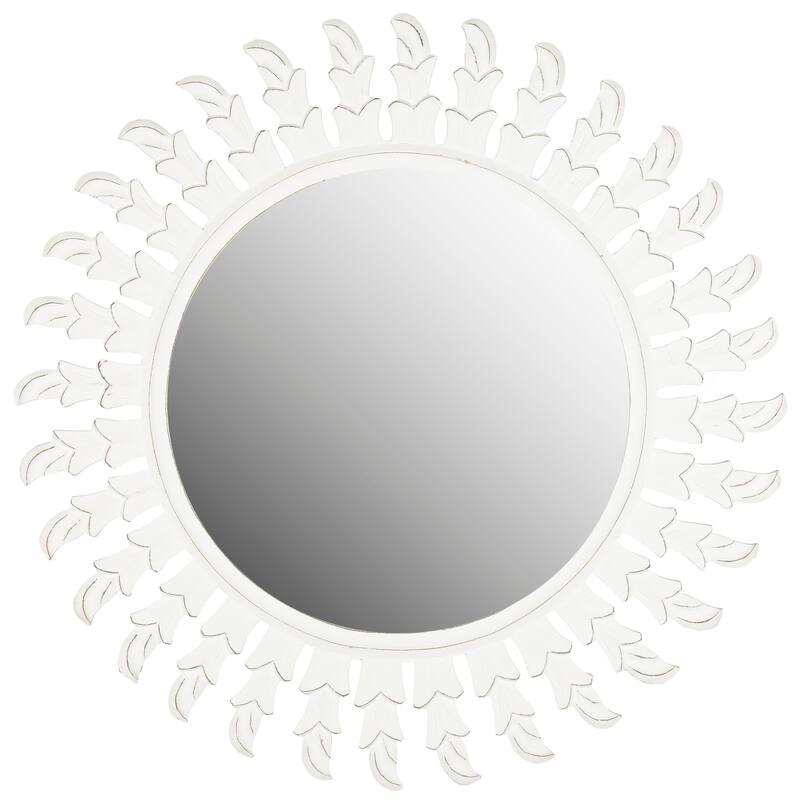 SAFAVIEH Handmade Porsche White Sunburst 32-inch Decorative Mirror - 32" x 32" x 0.8" - 32Wx1Dx32H