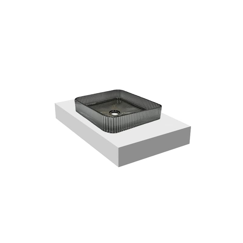Plaza 15" Square Decorative Crystal Vessel Sinks With White Base