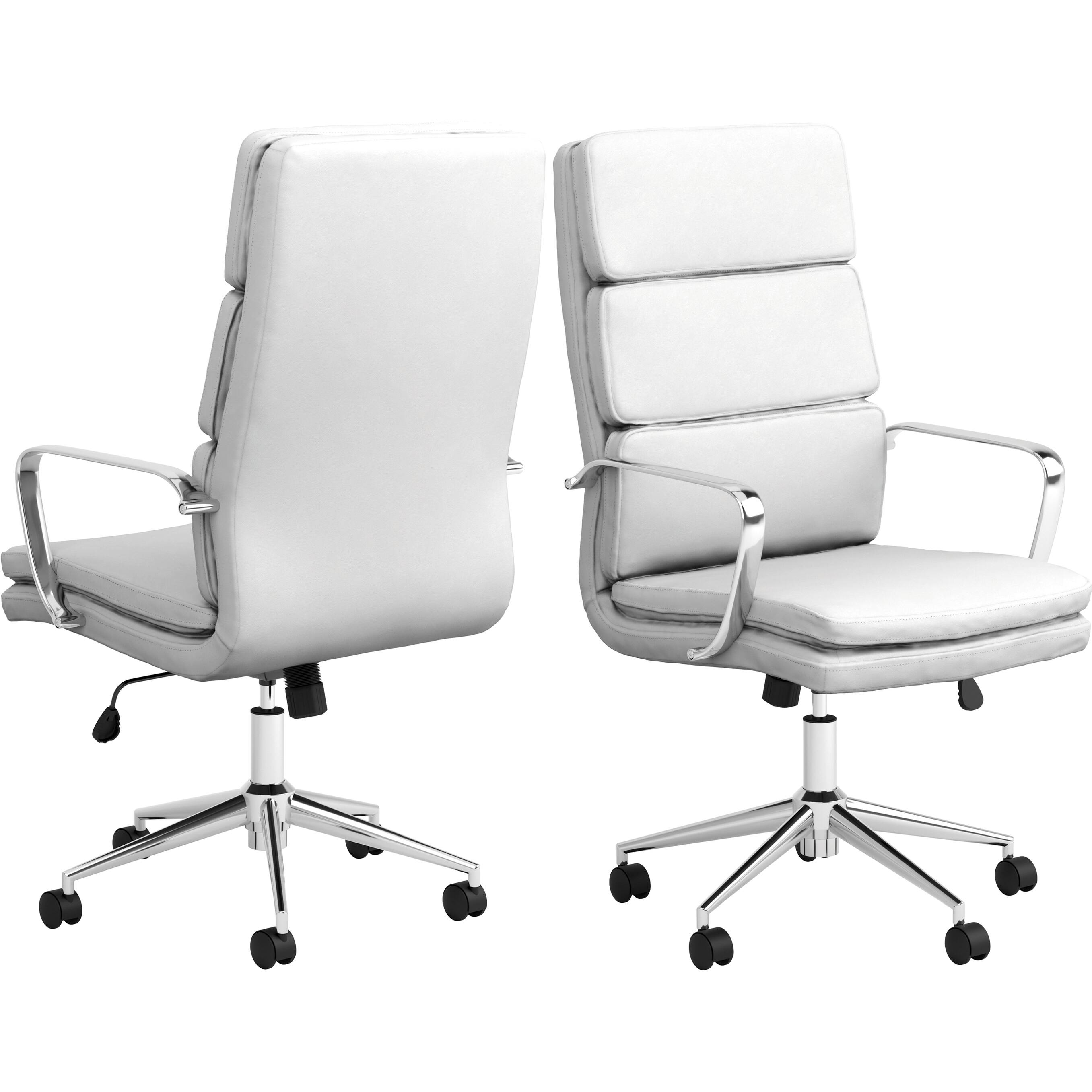 Contemporary Modern Design High Back White Office Chair with Chrome