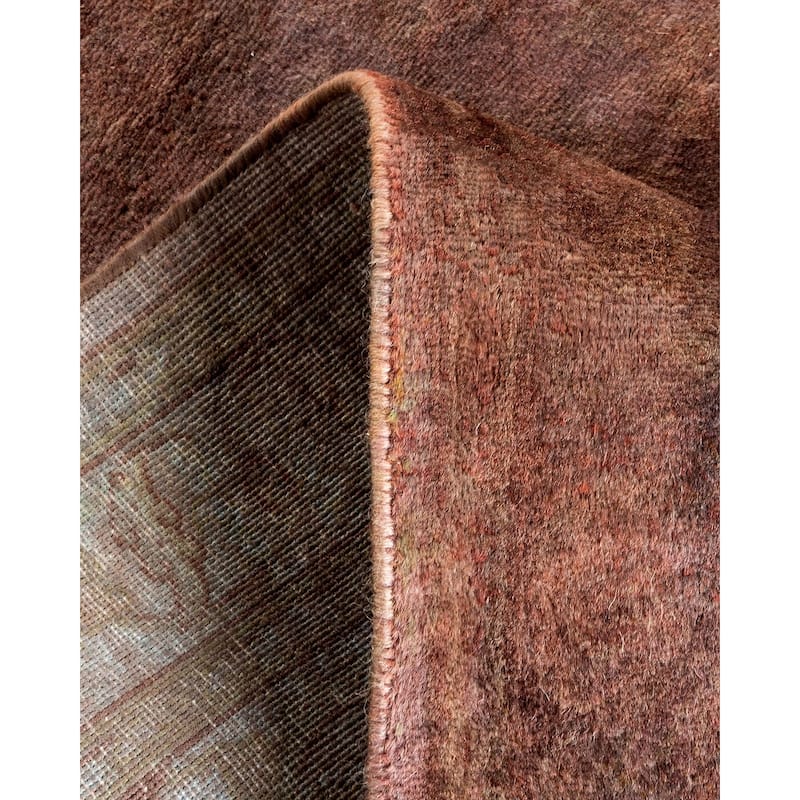 Overton Hand Knotted Wool Vintage Inspired Modern Contemporary Overdyed Brown Runner Rug - 2' 8" x 10' 9"
