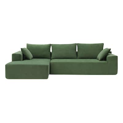109-inch Green Modular L-shaped Minimalist Upholstered Sectional Sofa Set with Two Pieces Combination - 109"W x 68"D x 28.5"H