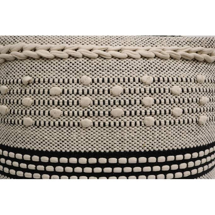 Home&Manor Lucca Cotton Cube Pouf