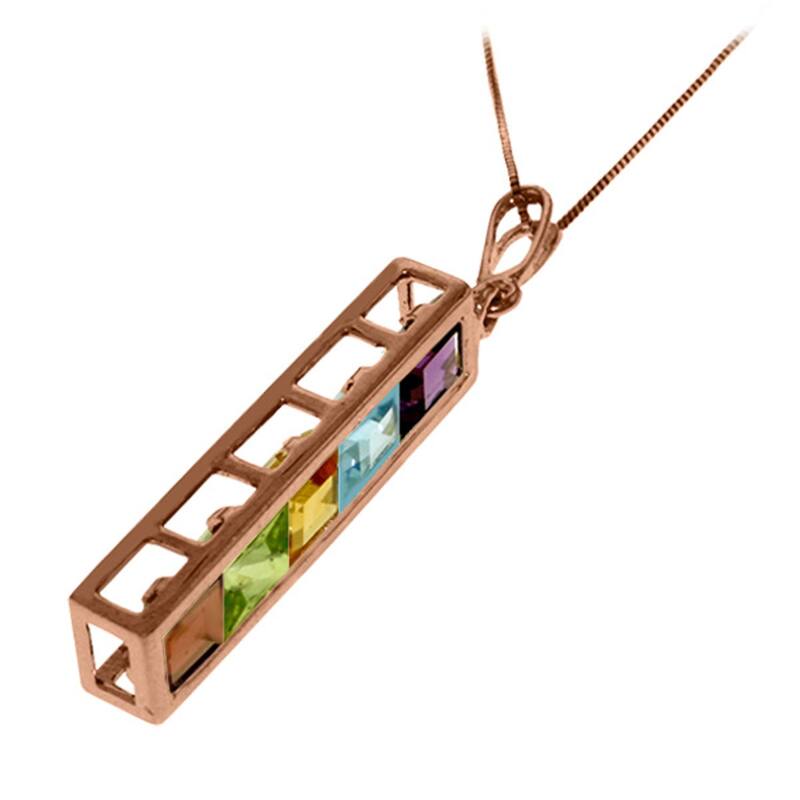 2.25 Carat 14K Solid Gold Elegant Necklace Natural Multi Gemstones