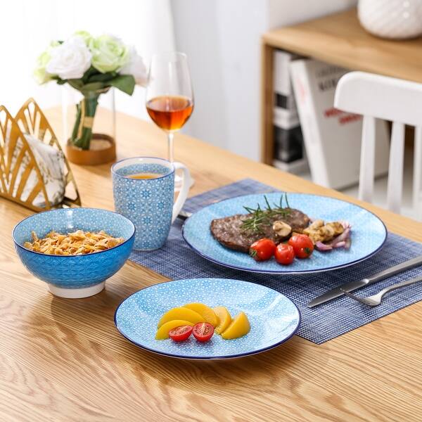 MALACASA Dinnerware Sets for 6, 26 Piece Porcelain Square  Plates and Bowls Sets, Blue Dish Set with Dinner Plates Set, Dishes, Bowls  and Serving Platters, Kitchen Plate Dinnerware Set, Series