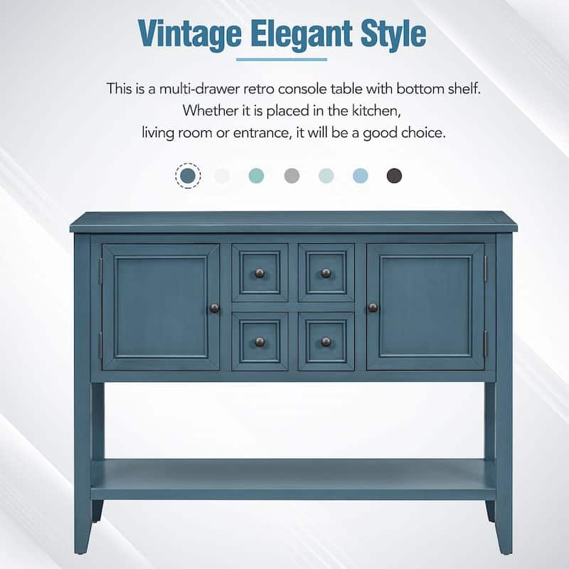 46 "W Modern Vintage Storage Dresser with Four Small Drawers and Bottom Shelf