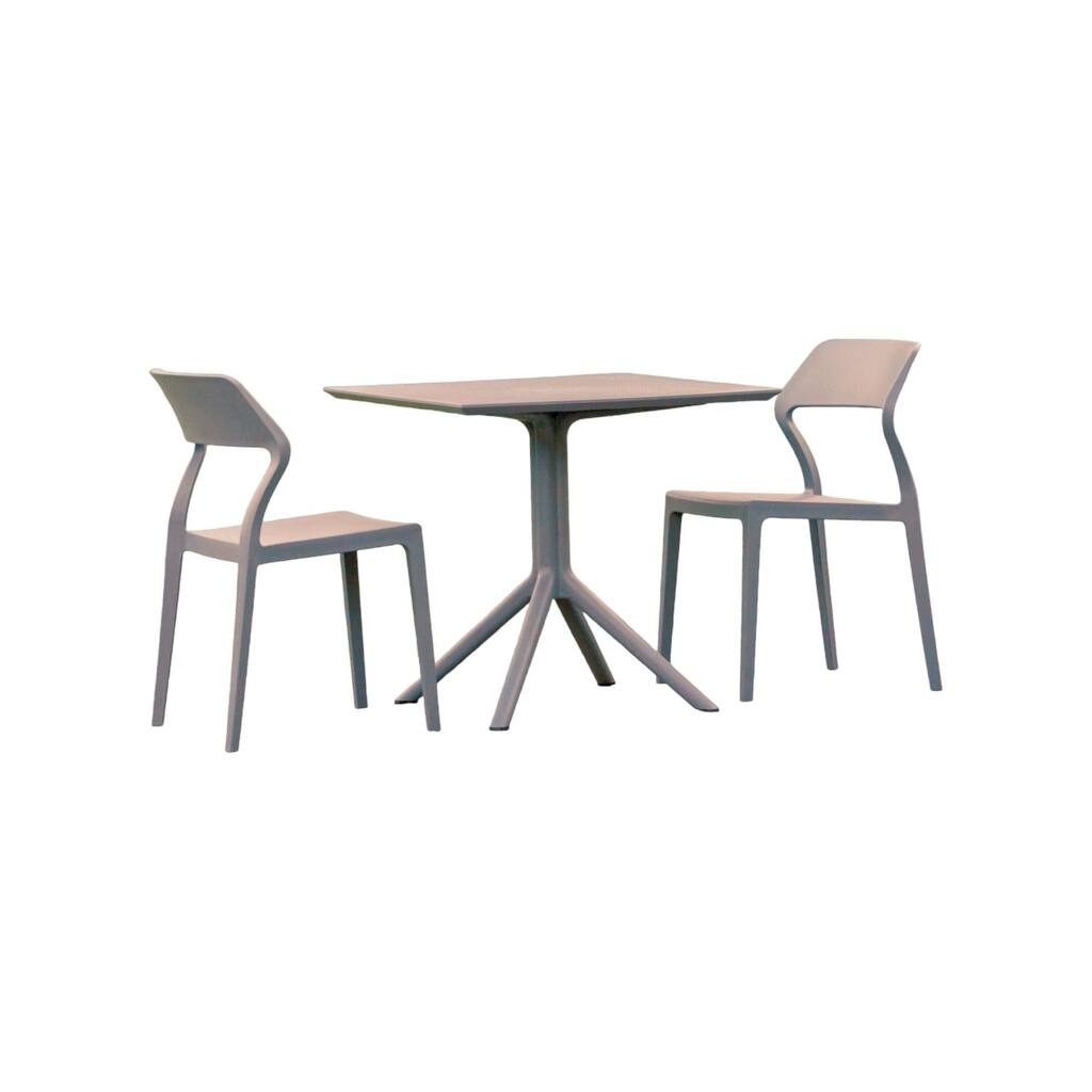 3-Piece Gray Outdoor Patio Dining Set with Stackable Chairs 32.75"