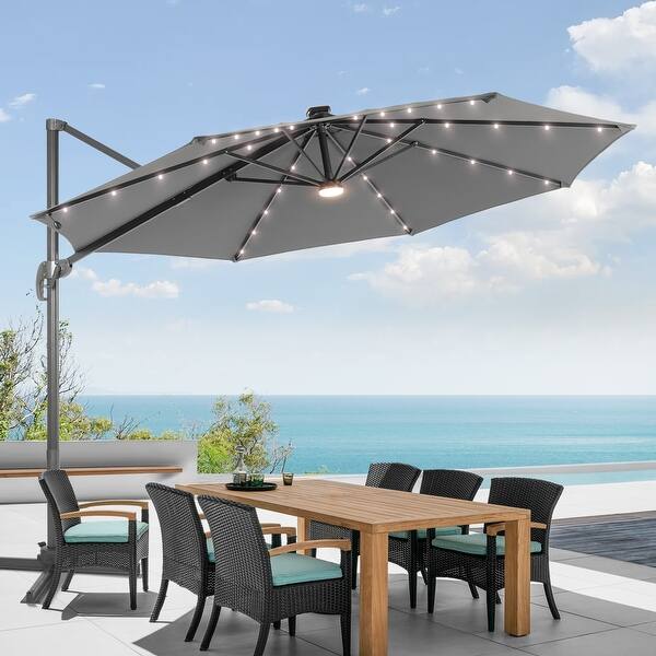 25 led patio and umbrella lights Cantilever Umbrella with Solar LED Lights main image 0