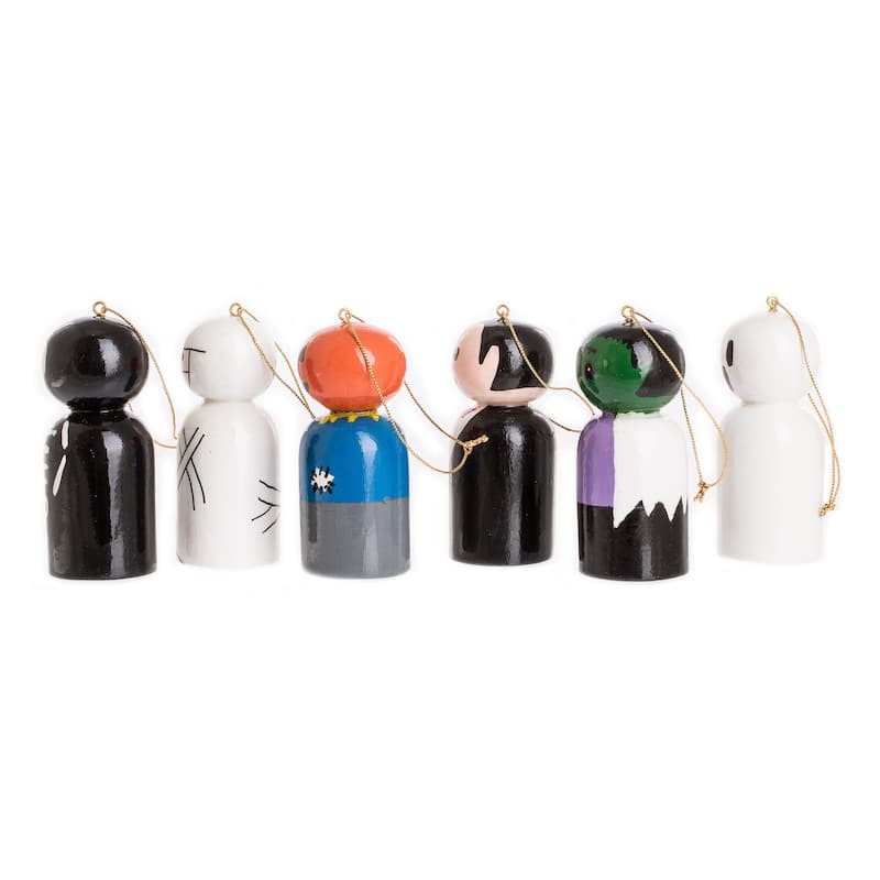 Novica Handmade Trick Or Treat Reclaimed Wood Ornaments (Set Of 6)