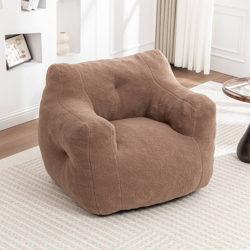 Teddy Fabric Bean Bag Chair, High Density Foam Bean Bag Sofa, Comfy Fluffy Lazy Sofa Chair Living Room, Bedroom