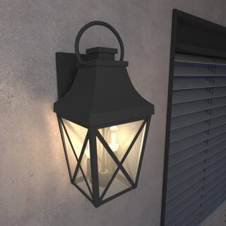 18.1 in.H Matte Black Outdoor Wall Light Fixtures with Clear Glass - 8.5"*7"*15.88"