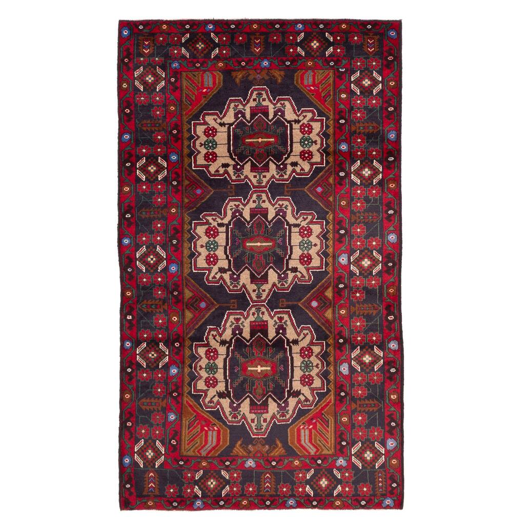 ECARPETGALLERY Hand-knotted Teimani Dark Navy Wool Rug - 3'7 x 6'6