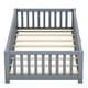 preview thumbnail 11 of 12, Gray Twin Size Pine Floor Bed with Guardrails & Door