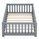 preview thumbnail 11 of 12, Gray Twin Size Pine Wood Floor Bed with Safety Guardrails and Door for Kids, Boys, Girls, Bedroom
