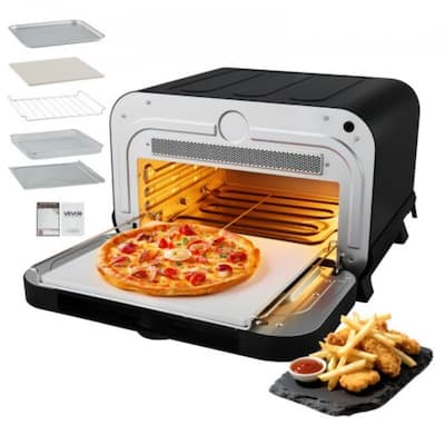 Black 12-Inch Electric Pizza Oven and Air Fryer with 8 Smart Presets - 7.48 L x 8.46 W x 8.46 H in.