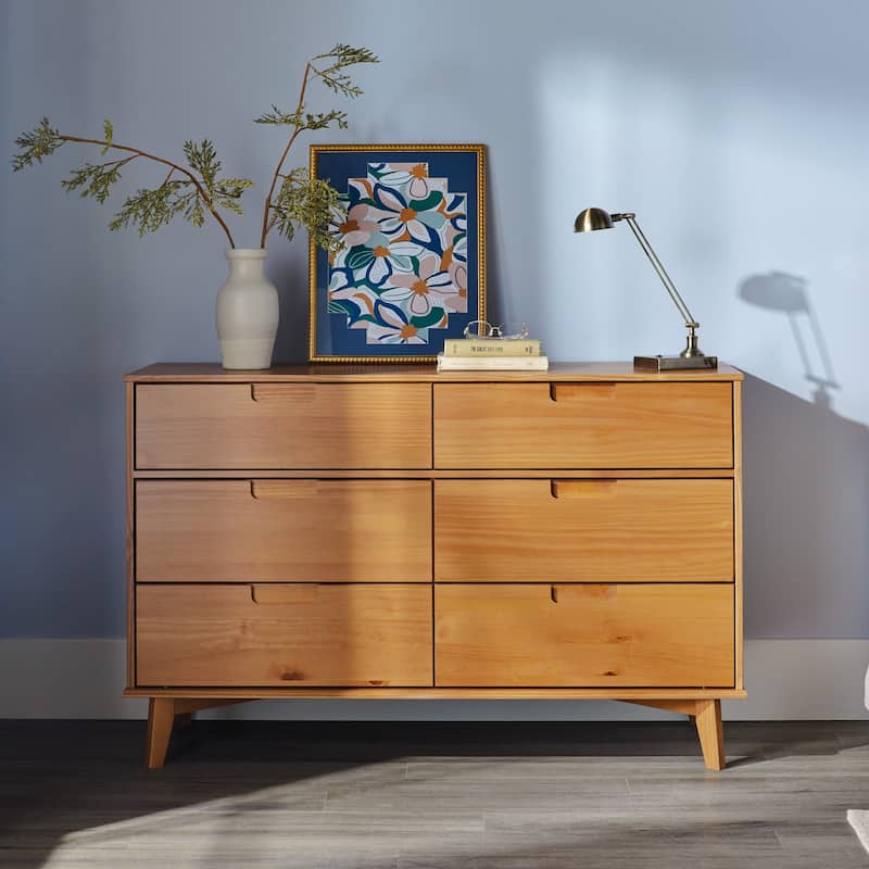 Middlebrook Gammelstaden Mid-Century Solid Wood 6-Drawer Dresser - Caramel