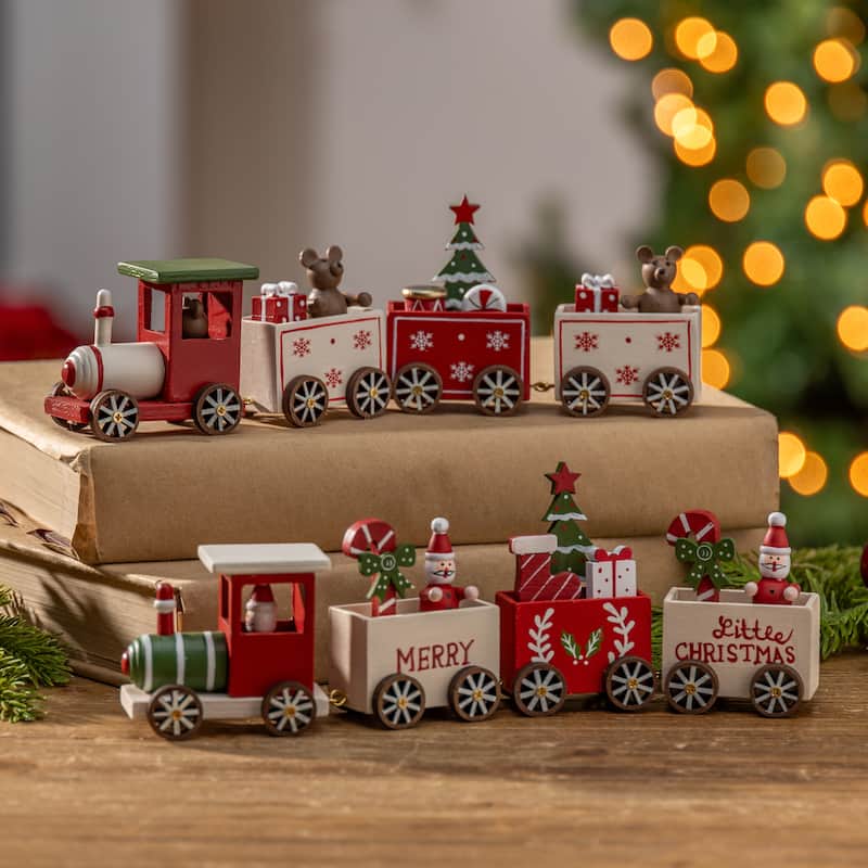 Christmas Wood Trains Set of 2