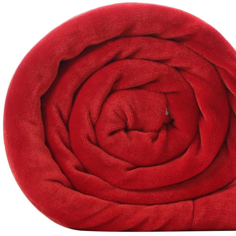 80" X 60" Red Knitted Polyester Plush Throw Blanket