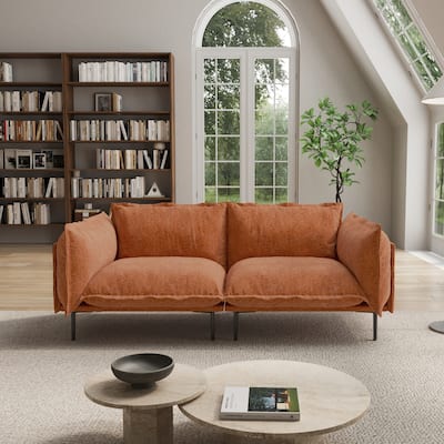 Living Room Furniture Loveseat for Small Space, Velvet Sectional Sofa Deep Seat Upholstered Cloud Modular Couch - Loveaseat