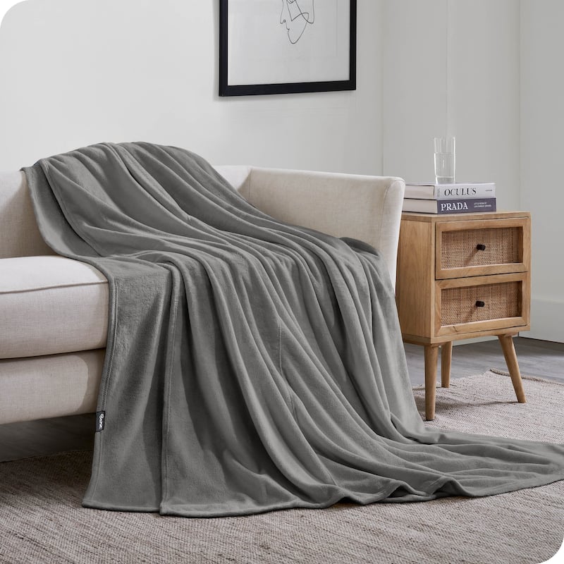 Bare Home Microplush Fleece Blanket - Ultra-Soft - Cozy Fuzzy Warm - Giant - Grey