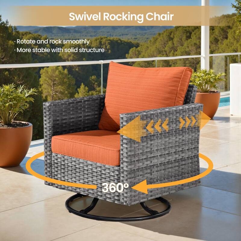 XIZZI 8-piece Patio Wicker Furniture Set with Swivel Chair
