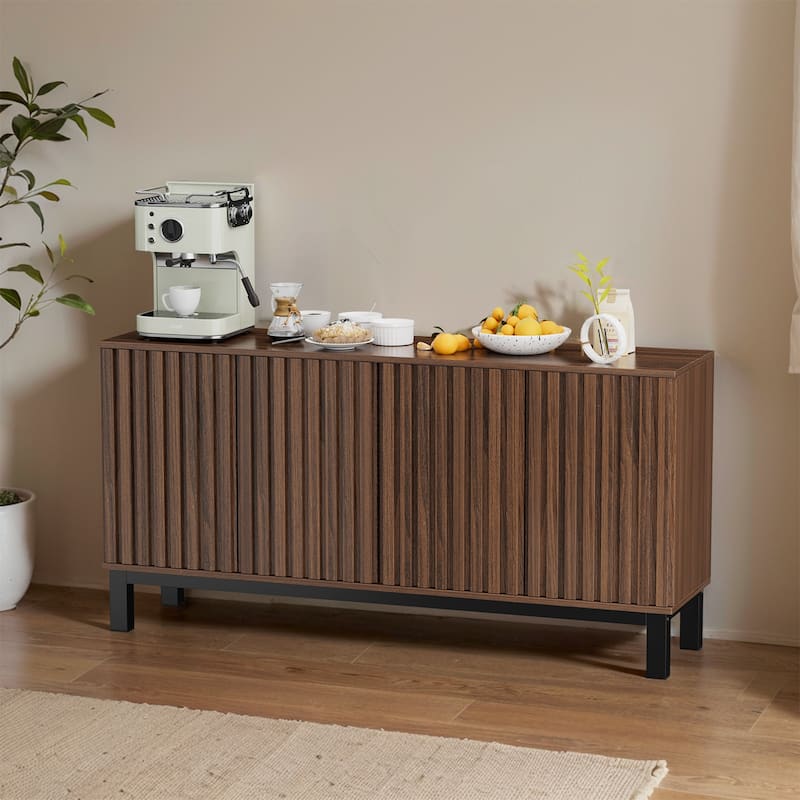 Pocassy 63" Barn Doors Buffet Cabinet with Storage for Living Room