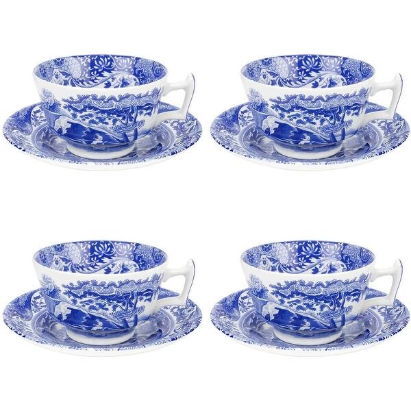 Spode Blue Italian Teacups and Saucers Set of 4 On Sale Bed Bath