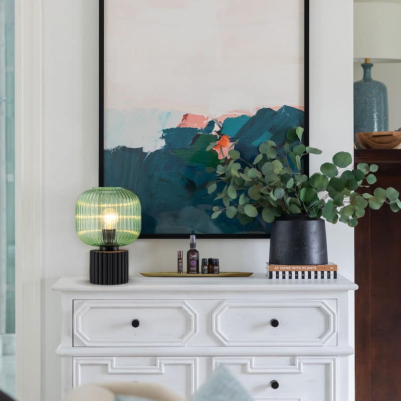 Modern & Contemporary 1-Light Green Accent Table Lamp with Glass Shape