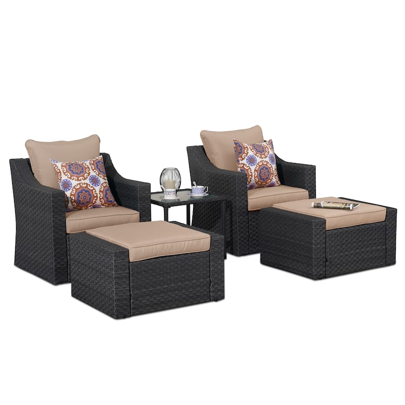 Royalcraft 5 Piece Wicker Outdoor Conversation Set with cushions