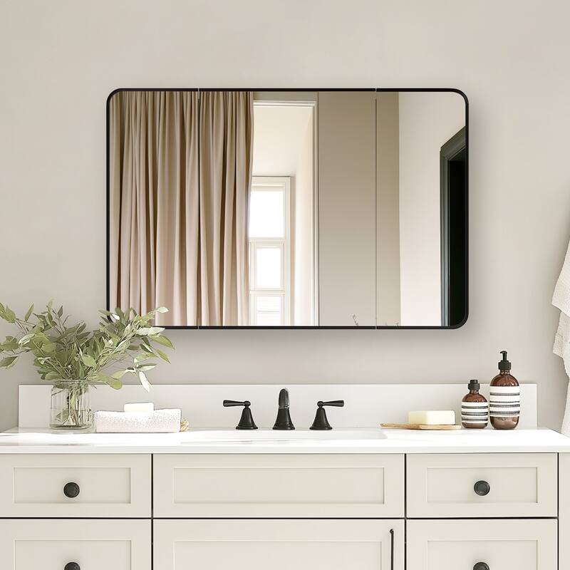 Talayuela Rectangular Aluminum Framed Medicine Cabinet with Mirror