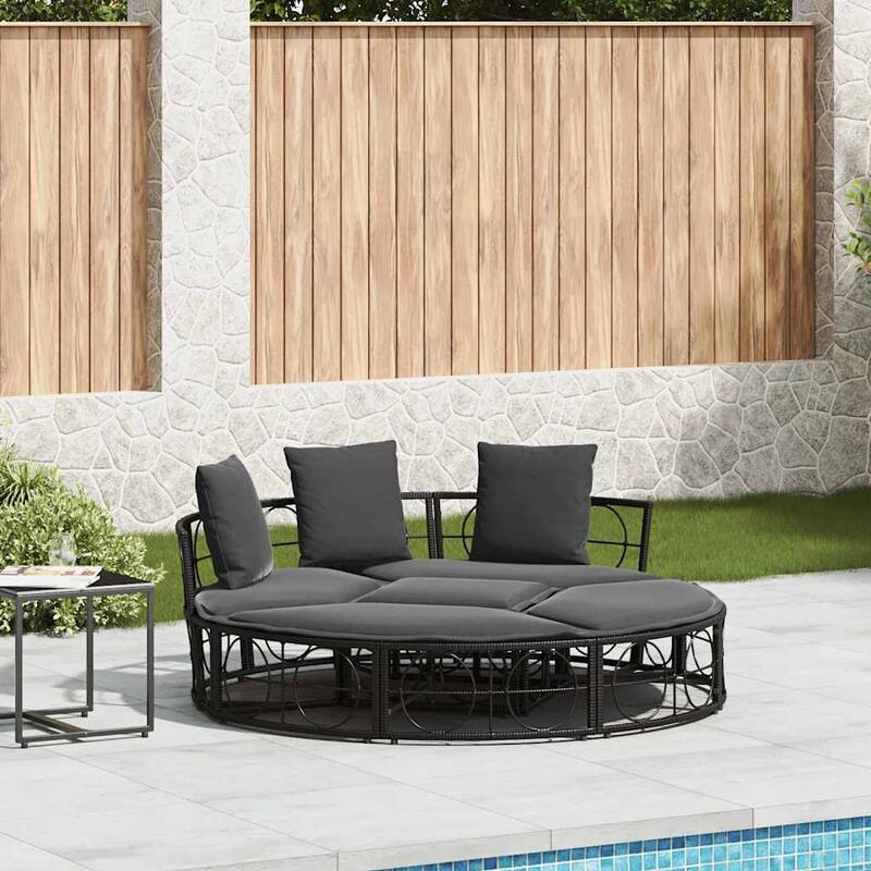 Modular Outdoor Lounge Bed Set - Black 63" x 19.7"