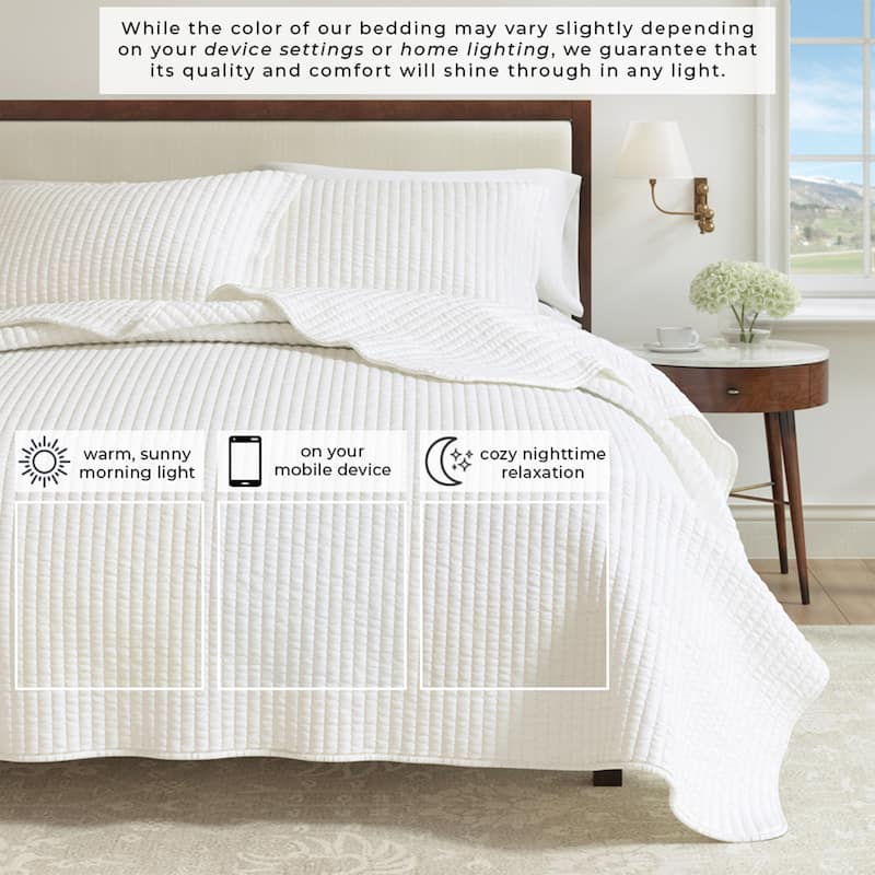 Linery & Co. Detailed Channel Stitch Microfiber Quilt Set With Shams.