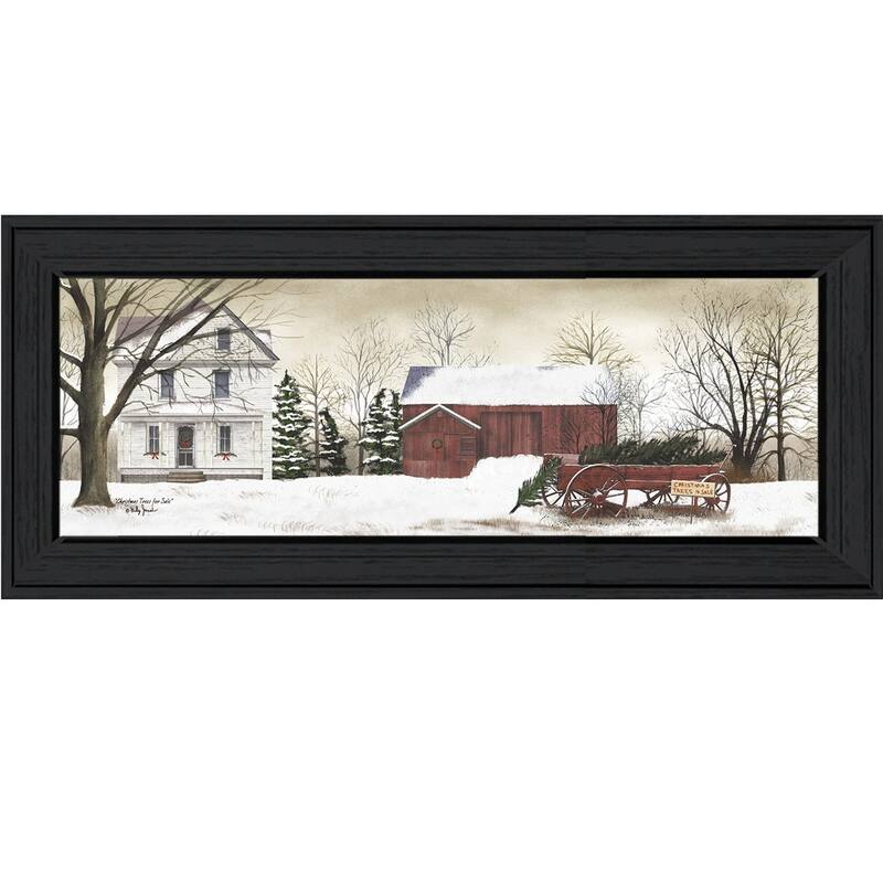 TrendyDecor4U Contemporary "Christmas Trees for Sale" Framed Print Wall Art by Billy Jacobs - Multi-Color