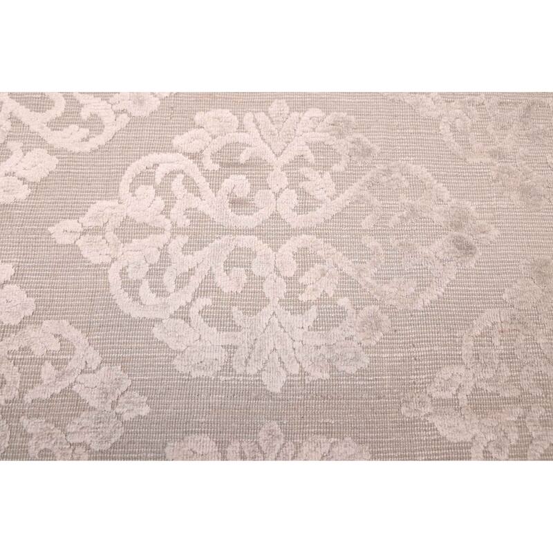 ECARPETGALLERY Hand Loomed Elysian Light Grey Viscose, Wool Rug - 8'1 x 11'7