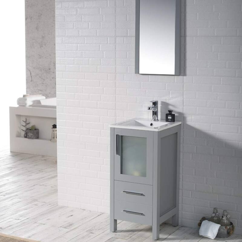 Blossom 16" Solid Wood Bathroom Vanity with Ceramic Sink