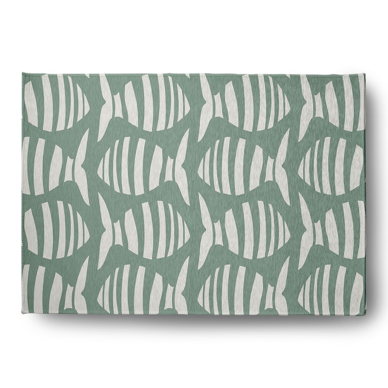 Swimming School Nautical Indoor/Outdoor Rug - Sage - 5' x 7'