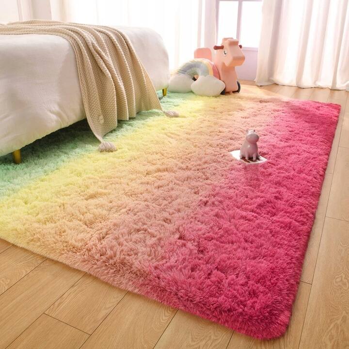 Shaggy Home Decor Carpet Luxury Gradient Rug for Living Room Bedroom