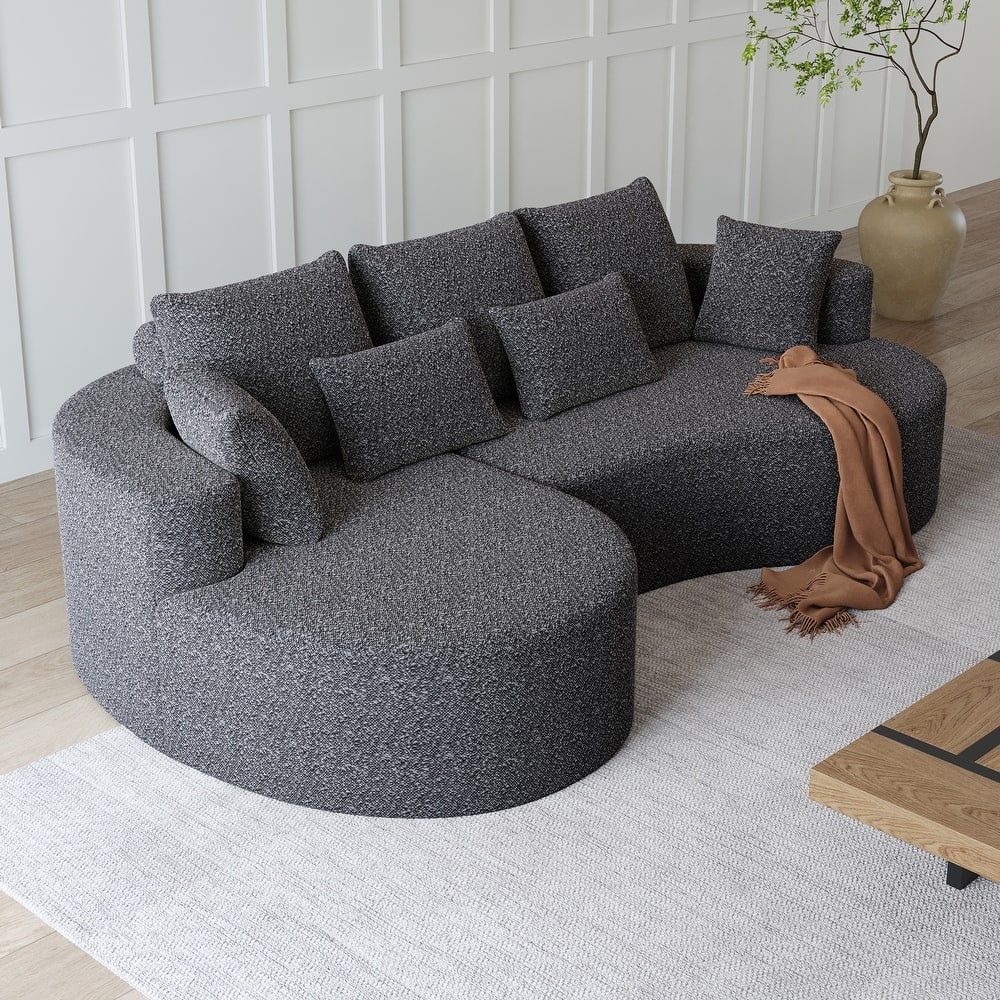 Modern Free Combination Chenille Extra Deep & Wide 4-Seater Sectional Sofa with 7 Pillows
