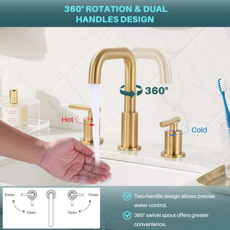 WOWOW 8-inch Dual Handle Widespread Bathroom Faucet